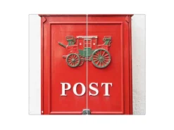 Banjado Herdabdeckplatte Glas 2 Teilig Je 30x52CM Schneidebrett Herdabdeckung Mit Motiv Postkasten Nostalgie