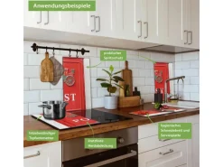 Banjado Herdabdeckplatte Glas 2 Teilig Je 30x52CM Schneidebrett Herdabdeckung Mit Motiv Postkasten Nostalgie