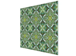 Banjado Herdabdeckplatte Glas 1 Teilig 60x52CM Schneidebrett Herdabdeckung Mit Motiv Grünes Muster