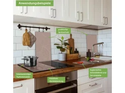 Banjado Herdabdeckplatte Glas 2 Teilig Je 30x52CM Schneidebrett Herdabdeckung Mit Motiv Muster Blätter