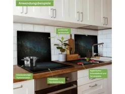 Banjado Herdabdeckplatte Glas 1 Teilig 60x52CM Schneidebrett Herdabdeckung Mit Motiv Nachthimmel