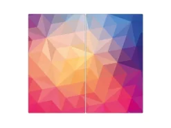 Banjado Herdabdeckplatte Glas 2 Teilig Je 30x52CM Schneidebrett Herdabdeckung Mit Motiv Bunte Kristalle