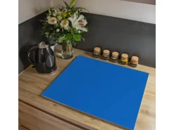 Banjado Herdabdeckplatte Glas 1 Teilig 60x52CM Schneidebrett Herdabdeckung Mit Motiv Signalblau