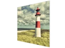 Banjado Herdabdeckplatte Glas 1 Teilig 60x52CM Schneidebrett Herdabdeckung Mit Motiv Leuchtturm Sylt