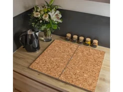Banjado Herdabdeckplatte Glas 2 Teilig Je 30x52CM Schneidebrett Herdabdeckung Mit Motiv Kork