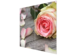 Banjado Herdabdeckplatte Glas 2 Teilig Je 30x52CM Schneidebrett Herdabdeckung Mit Motiv Rosa Rose