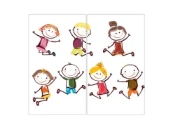 Banjado Herdabdeckplatte Glas 2 Teilig Je 30x52CM Schneidebrett Herdabdeckung Mit Motiv Happy Kids