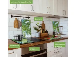 Banjado Herdabdeckplatte Glas 2 Teilig Je 30x52CM Schneidebrett Herdabdeckung Mit Motiv Zwischen Bäumen 5