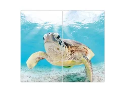 Banjado Herdabdeckplatte Glas 2 Teilig Je 30x52CM Schneidebrett Herdabdeckung Mit Motiv Elvis