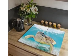 Banjado Herdabdeckplatte Glas 2 Teilig Je 30x52CM Schneidebrett Herdabdeckung Mit Motiv Elvis