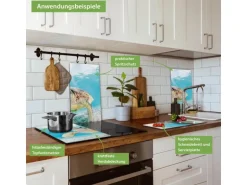 Banjado Herdabdeckplatte Glas 2 Teilig Je 30x52CM Schneidebrett Herdabdeckung Mit Motiv Elvis