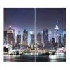 Banjado Herdabdeckplatte Glas 2 Teilig Je 30x52CM Schneidebrett Herdabdeckung Mit Motiv New York