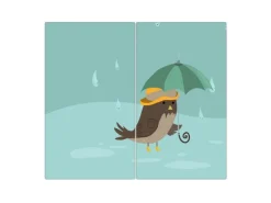 Banjado Herdabdeckplatte Glas 2 Teilig Je 30x52CM Schneidebrett Herdabdeckung Mit Motiv Rainbird