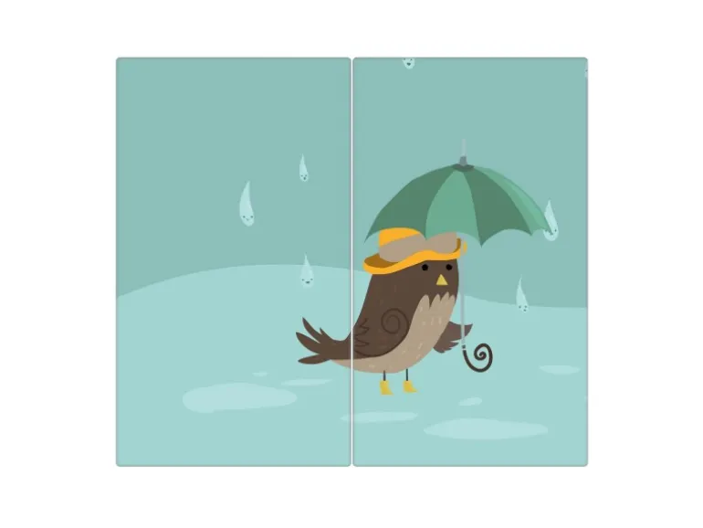 Banjado Herdabdeckplatte Glas 2 Teilig Je 30x52CM Schneidebrett Herdabdeckung Mit Motiv Rainbird