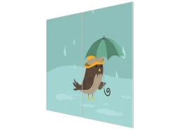 Banjado Herdabdeckplatte Glas 2 Teilig Je 30x52CM Schneidebrett Herdabdeckung Mit Motiv Rainbird