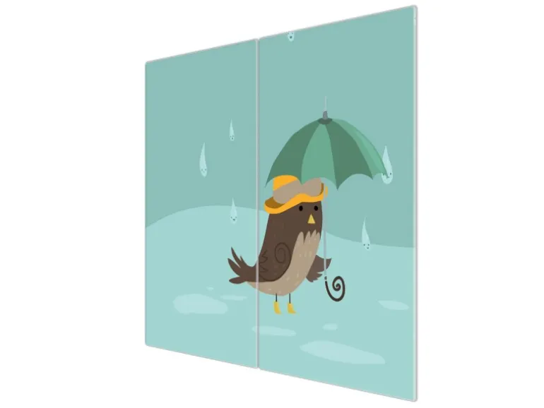 Banjado Herdabdeckplatte Glas 2 Teilig Je 30x52CM Schneidebrett Herdabdeckung Mit Motiv Rainbird