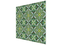 Banjado Herdabdeckplatte Glas 2 Teilig Je 30x52CM Schneidebrett Herdabdeckung Mit Motiv Grünes Muster