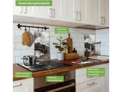 Banjado Herdabdeckplatte Glas 2 Teilig Je 30x52CM Schneidebrett Herdabdeckung Mit Motiv Dampflok