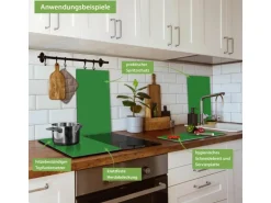 Banjado Herdabdeckplatte Glas 2 Teilig Je 30x52CM Schneidebrett Herdabdeckung Mit Motiv Grün