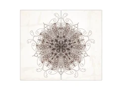 Banjado Herdabdeckplatte Glas 2 Teilig Je 30x52CM Schneidebrett Herdabdeckung Mit Motiv Mehendi