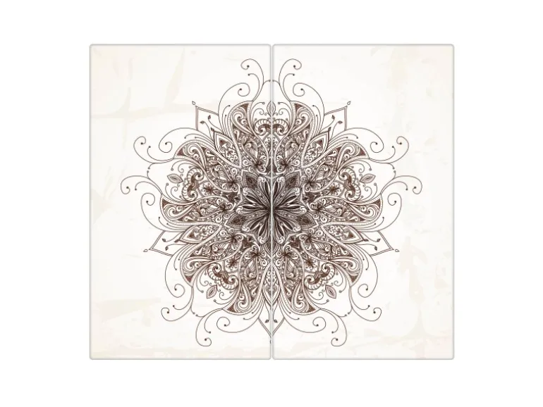Banjado Herdabdeckplatte Glas 2 Teilig Je 30x52CM Schneidebrett Herdabdeckung Mit Motiv Mehendi