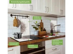 Banjado Herdabdeckplatte Glas 2 Teilig Je 30x52CM Schneidebrett Herdabdeckung Mit Motiv Mehendi