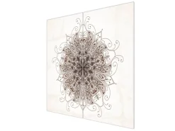 Banjado Herdabdeckplatte Glas 2 Teilig Je 30x52CM Schneidebrett Herdabdeckung Mit Motiv Mehendi