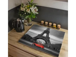 Banjado Herdabdeckplatte Glas 1 Teilig 60x52CM Schneidebrett Herdabdeckung Mit Motiv Paris