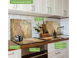 Banjado Herdabdeckplatte Glas 1 Teilig 60x52CM Schneidebrett Herdabdeckung Mit Motiv Alte Tapeten