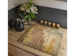 Banjado Herdabdeckplatte Glas 1 Teilig 60x52CM Schneidebrett Herdabdeckung Mit Motiv Alte Tapeten