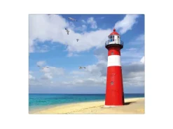 Banjado Herdabdeckplatte Glas 1 Teilig 60x52CM Schneidebrett Herdabdeckung Mit Motiv Leuchtturm Westkapelle