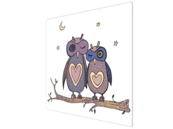 Banjado Herdabdeckplatte Glas 1 Teilig 60x52CM Schneidebrett Herdabdeckung Mit Motiv Verliebte Eulen
