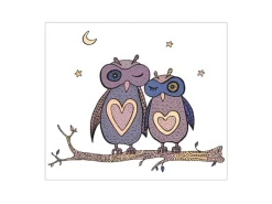 Banjado Herdabdeckplatte Glas 1 Teilig 60x52CM Schneidebrett Herdabdeckung Mit Motiv Verliebte Eulen