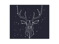 Banjado Herdabdeckplatte Glas 1 Teilig 60x52CM Schneidebrett Herdabdeckung Mit Motiv Sternbild Hirsch