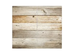 Banjado Herdabdeckplatte Glas 2 Teilig Je 30x52CM Schneidebrett Herdabdeckung Mit Motiv Graues Holz