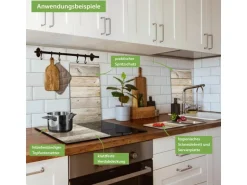 Banjado Herdabdeckplatte Glas 2 Teilig Je 30x52CM Schneidebrett Herdabdeckung Mit Motiv Graues Holz