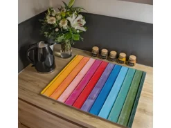 Banjado Herdabdeckplatte Glas 1 Teilig 60x52CM Schneidebrett Herdabdeckung Mit Motiv Regenbogenfarben
