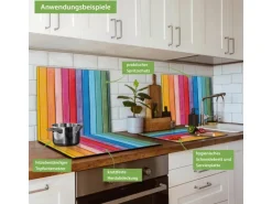 Banjado Herdabdeckplatte Glas 1 Teilig 60x52CM Schneidebrett Herdabdeckung Mit Motiv Regenbogenfarben