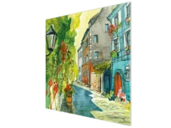 Banjado Herdabdeckplatte Glas 1 Teilig 60x52CM Schneidebrett Herdabdeckung Mit Motiv Historischer Stadtkern