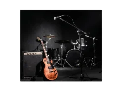 Banjado Herdabdeckplatte Glas 1 Teilig 60x52CM Schneidebrett Herdabdeckung Mit Motiv Jam Session
