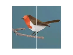 Banjado Herdabdeckplatte Glas 2 Teilig Je 30x52CM Schneidebrett Herdabdeckung Mit Motiv Abstrakter Vogel