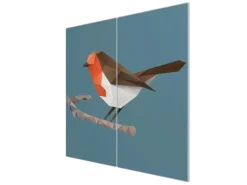 Banjado Herdabdeckplatte Glas 2 Teilig Je 30x52CM Schneidebrett Herdabdeckung Mit Motiv Abstrakter Vogel