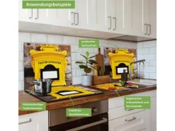 Banjado Herdabdeckplatte Glas 1 Teilig 60x52CM Schneidebrett Herdabdeckung Mit Motiv Historischer Postkasten