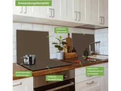 Banjado Herdabdeckplatte Glas 1 Teilig 60x52CM Schneidebrett Herdabdeckung Mit Motiv Schokobraun