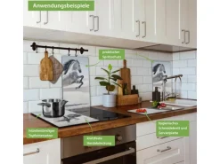 Banjado Herdabdeckplatte Glas 2 Teilig Je 30x52CM Schneidebrett Herdabdeckung Mit Motiv Wildes Pferd