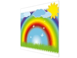 Banjado Herdabdeckplatte Glas 1 Teilig 60x52CM Schneidebrett Herdabdeckung Mit Motiv Regenbogen