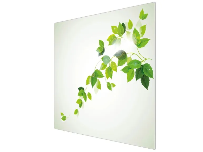 Banjado Herdabdeckplatte Glas 1 Teilig 60x52CM Schneidebrett Herdabdeckung Mit Motiv Ranke Gelb Weiß