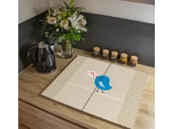 Banjado Herdabdeckplatte Glas 2 Teilig Je 30x52CM Schneidebrett Herdabdeckung Mit Motiv Liebesbrief