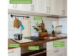 Banjado Herdabdeckplatte Glas 2 Teilig Je 30x52CM Schneidebrett Herdabdeckung Mit Motiv Liebesbrief