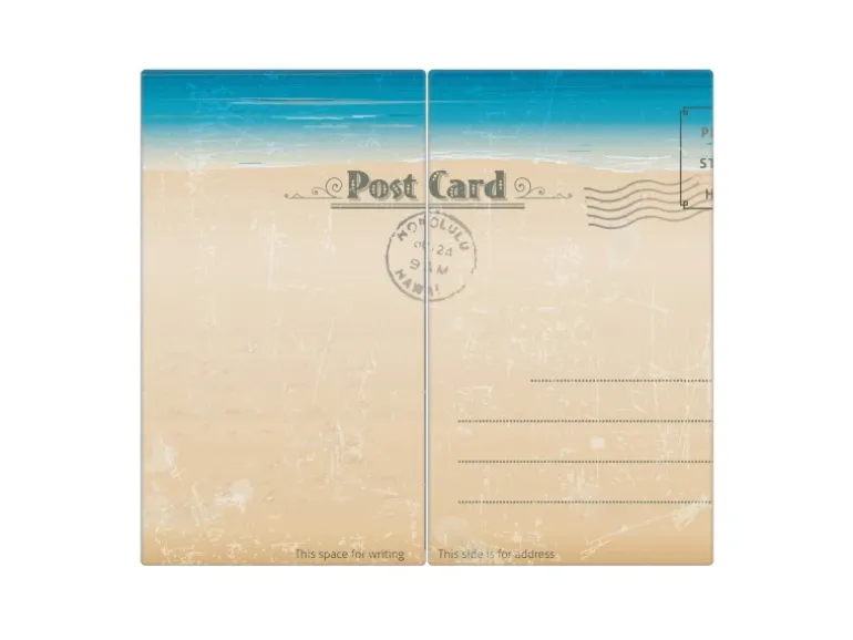 Banjado Herdabdeckplatte Glas 2 Teilig Je 30x52CM Schneidebrett Herdabdeckung Mit Motiv Postkarte